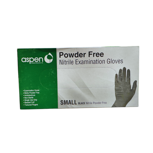 Aspen Black Nitrile Exam Gloves - 100/pkg