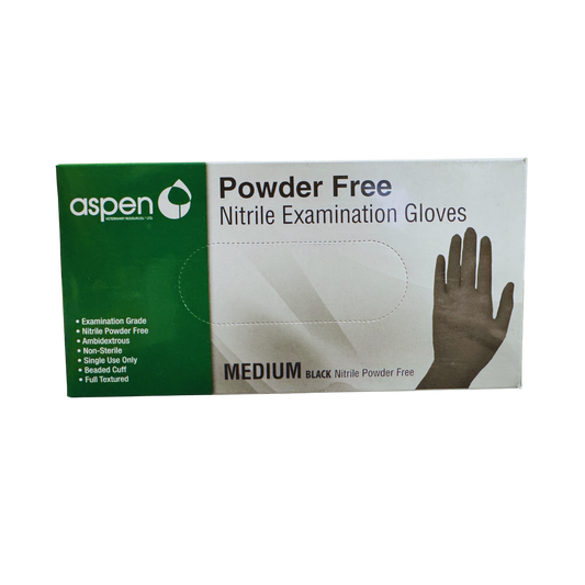 Aspen Black Nitrile Exam Gloves - 100/pkg