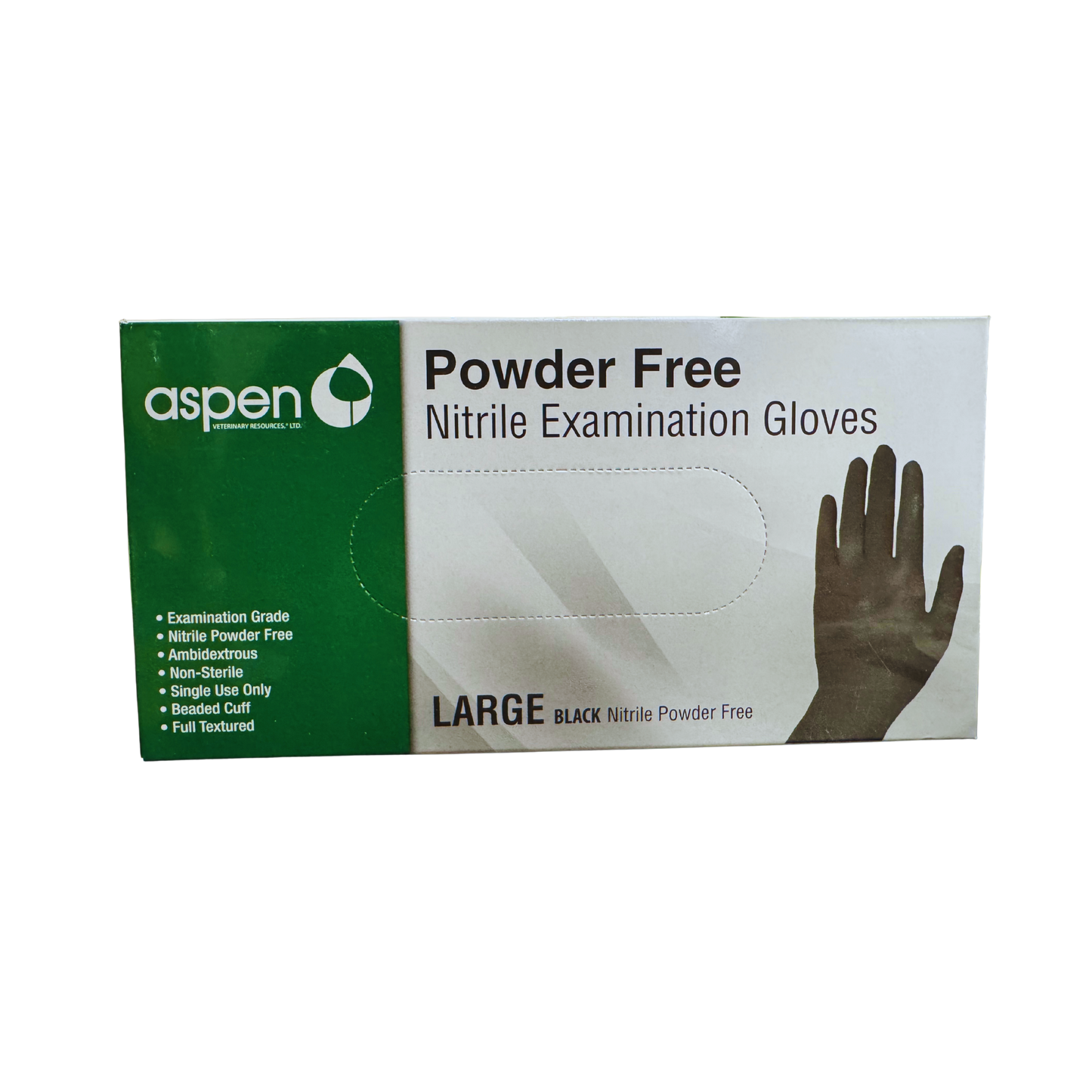Aspen Black Nitrile Exam Gloves - 100/pkg