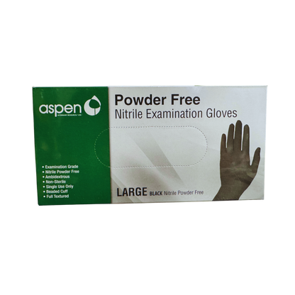 Aspen Black Nitrile Exam Gloves - 100/pkg